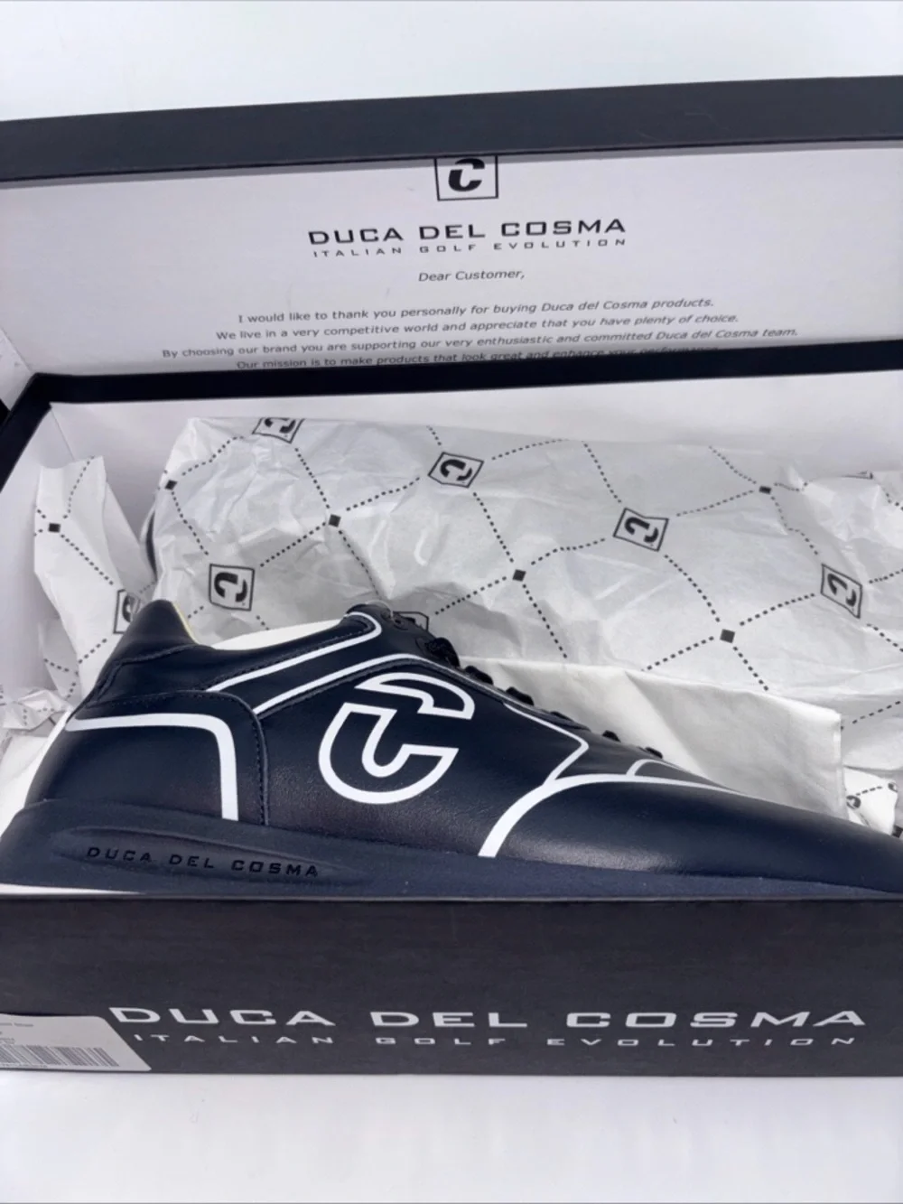 Duca Del Cosma golf shoes Navy Leather Trainer size 8